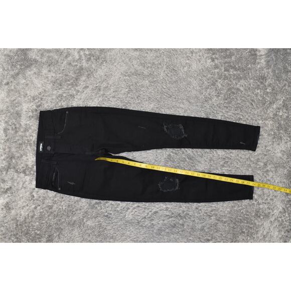 Express Black Skinny Mid Rise Jeans Cotton Blend Size 0 Zip Solid - Picture 2 of 7